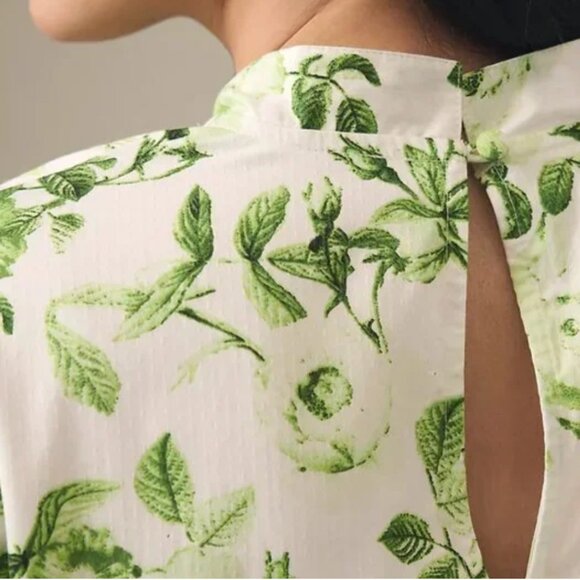 Anthropologie Maeve V-Neck Floral Puff Sleeve Mini Tunic Dress NWOT - Picture 5 of 12